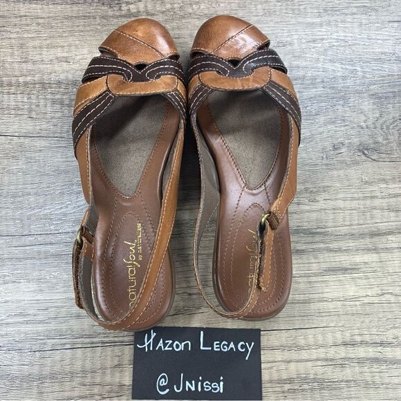 Natural Soul ~Women’s~”CIVIL”~ Brown Leather Slingback Sandal~Size 6.5 - Picture 6 of 9